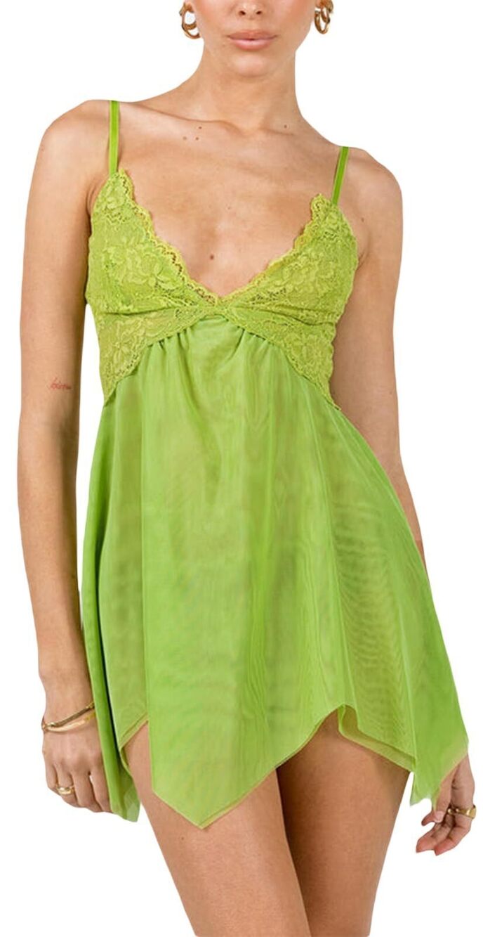 4833 Green Tinkerbell Fairy Costume Dress Sexy Cosplay Costume Dress Y2k